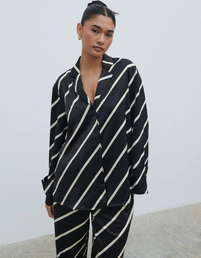 Bobbi Relaxed Stripe Shirt - Black & Cream