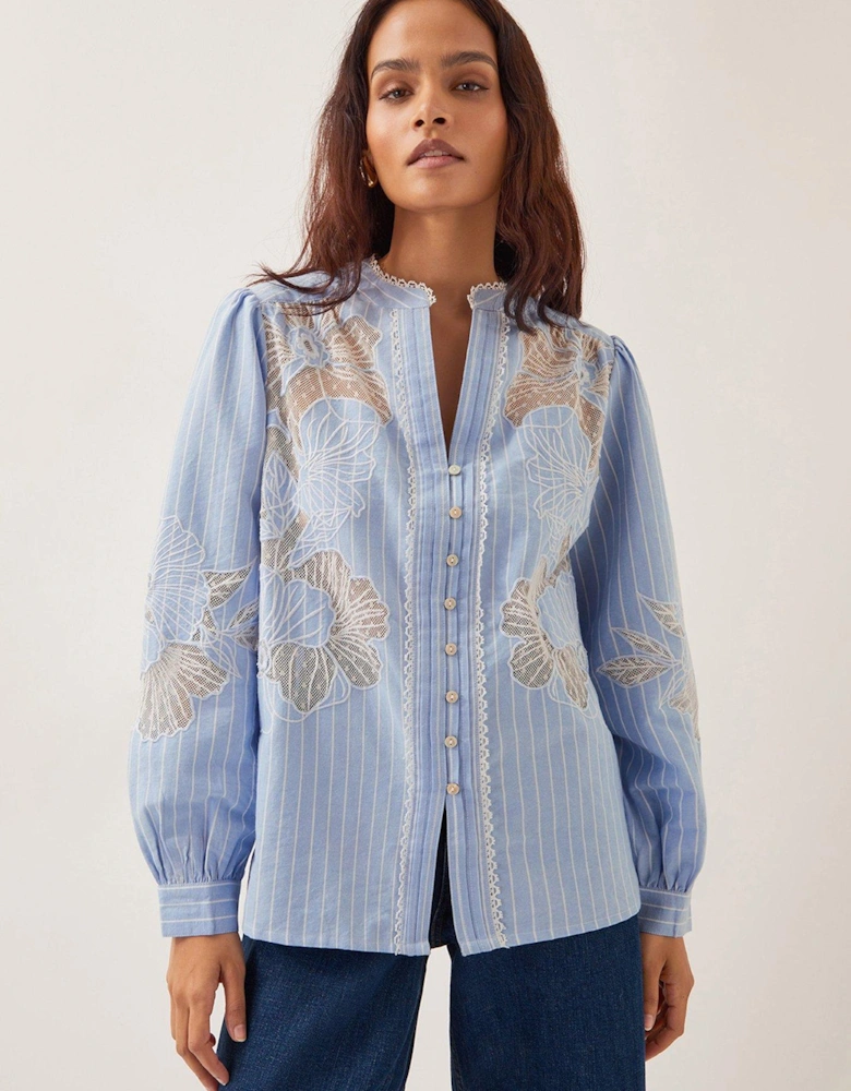 Emelie Lace Blouse - Blue