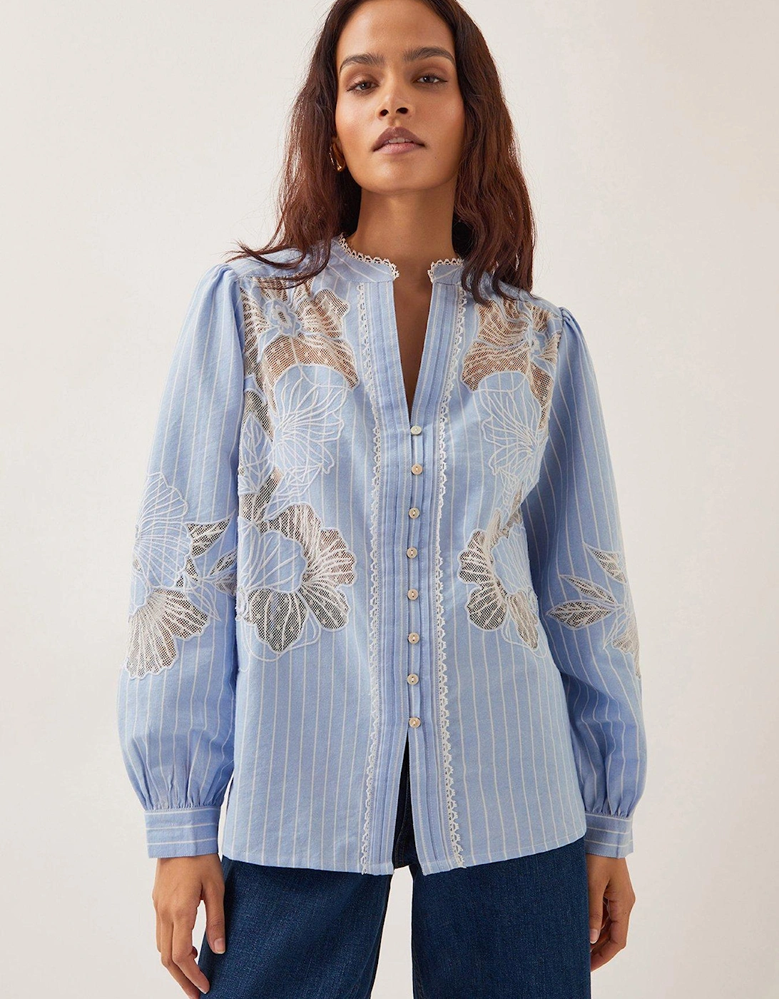 Emelie Lace Blouse - Blue, 2 of 1