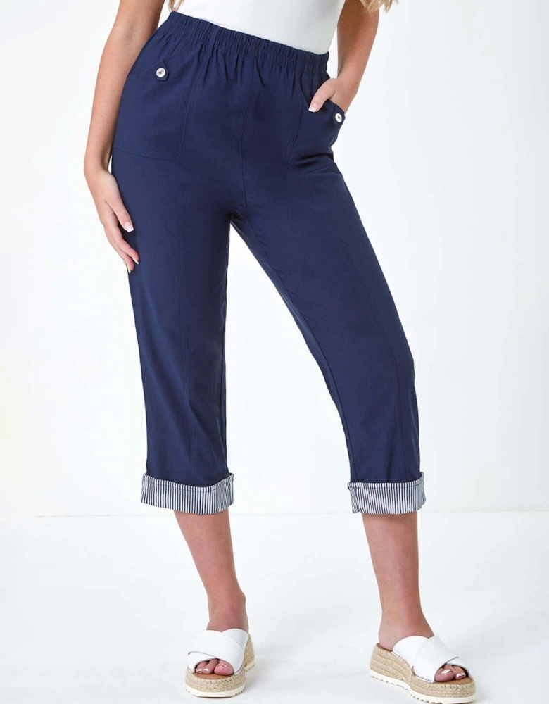 Contrast Detail Cropped Stretch Trouser