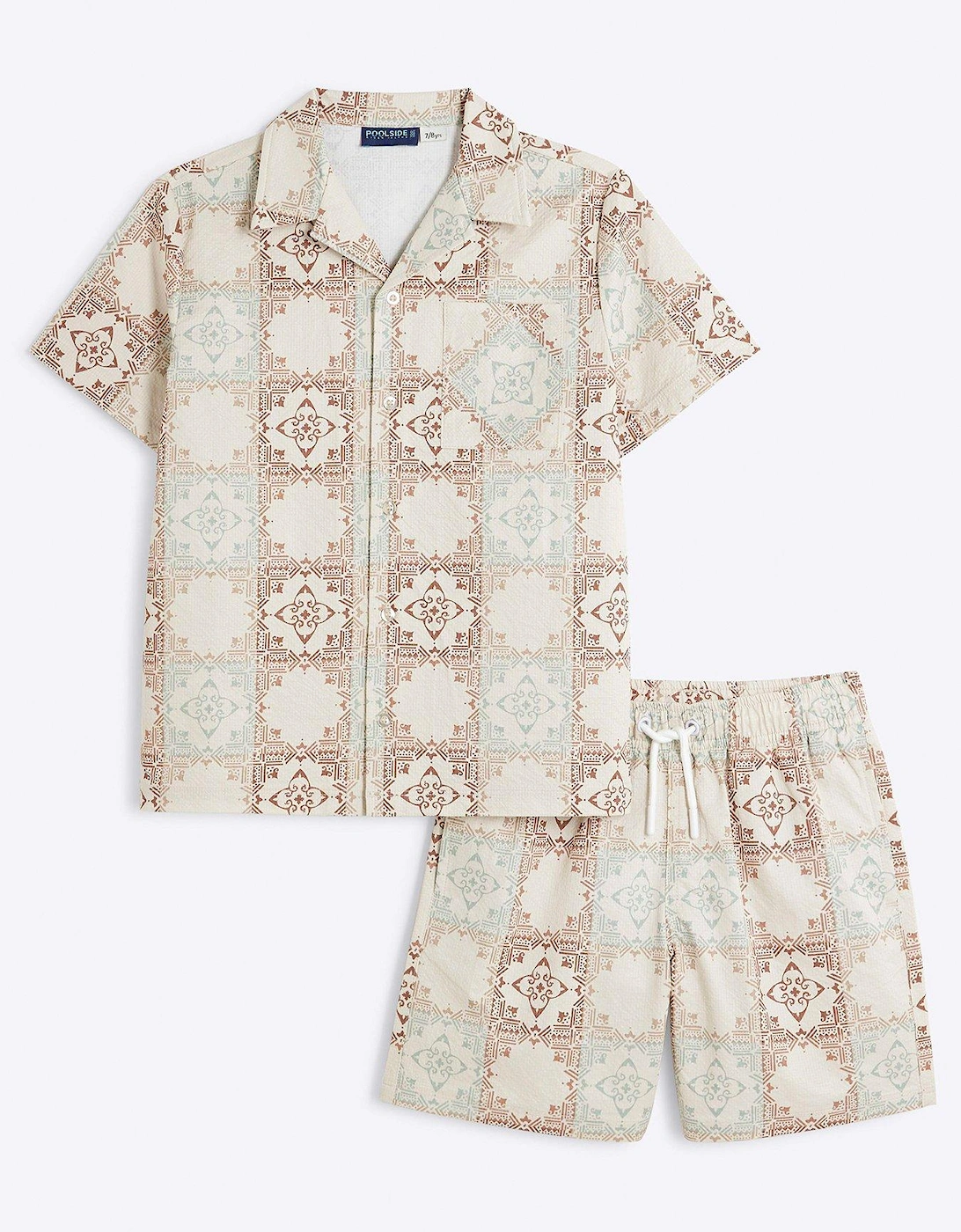 Boys Aztec Shirt And Shorts Set - Cream, 2 of 1