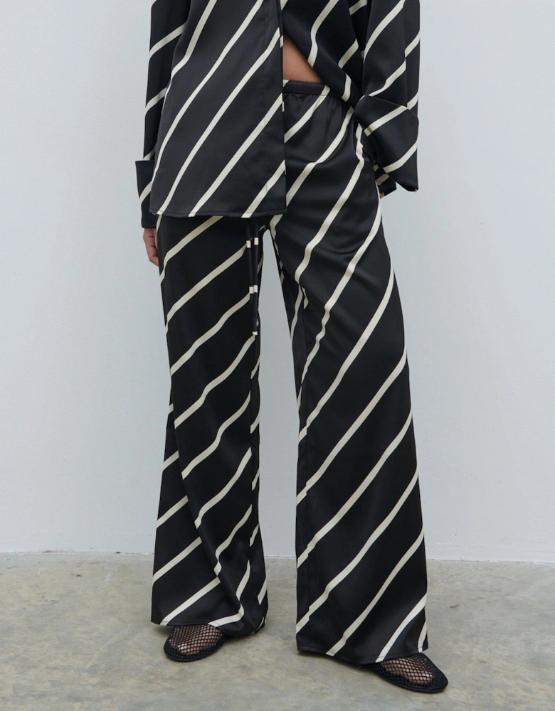 Bobbi Relaxed Stripe Trouser - Black & Cream