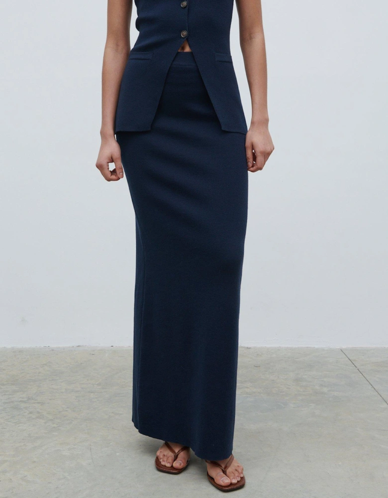 Reese Knitted Maxi Skirt - Navy