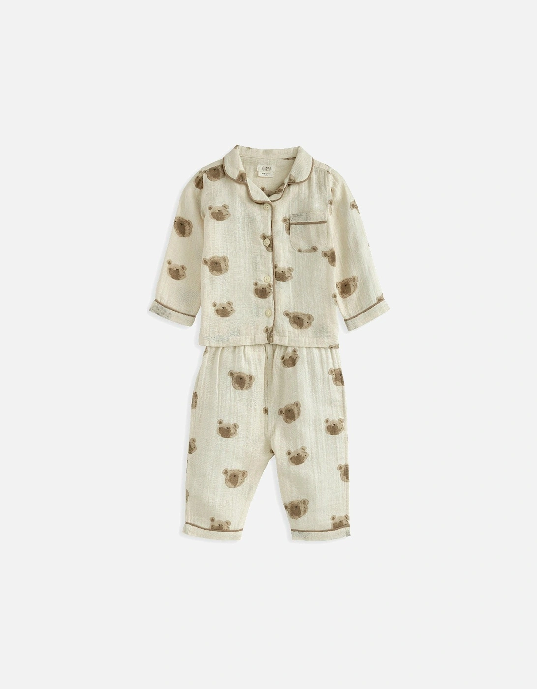 Baby Boys Bear Woven Pyjamas - Brown, 2 of 1