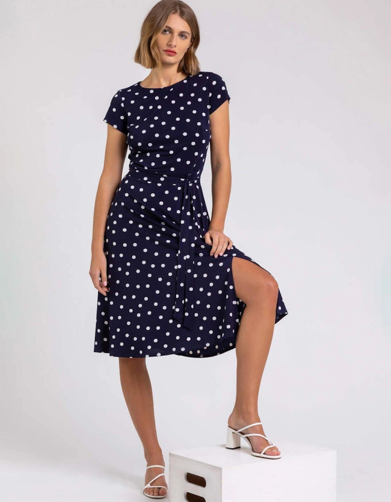 Spot Print Jersey Stretch Dress