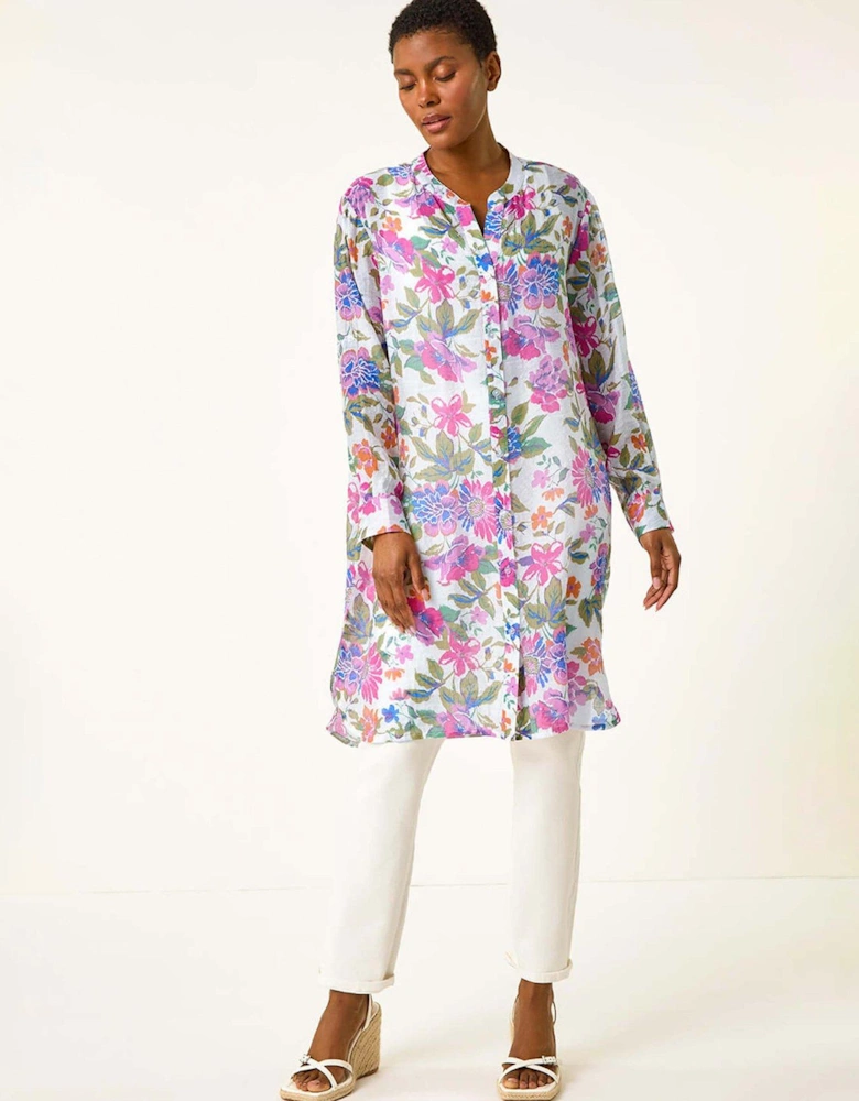 Floral Print Longline Blouse