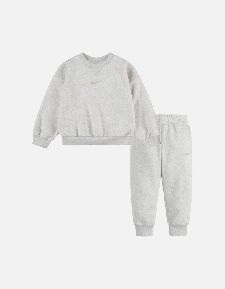 Kids Unisex Essential Crew And Jogger Set - Beige