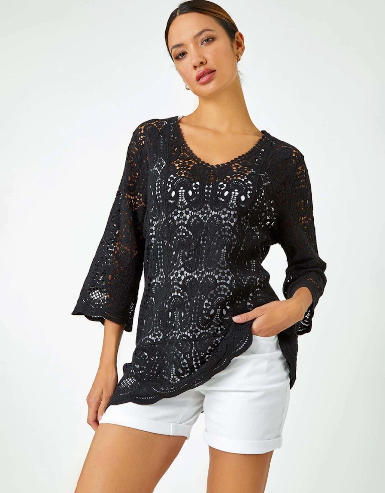 Cotton Crochet Tunic Top