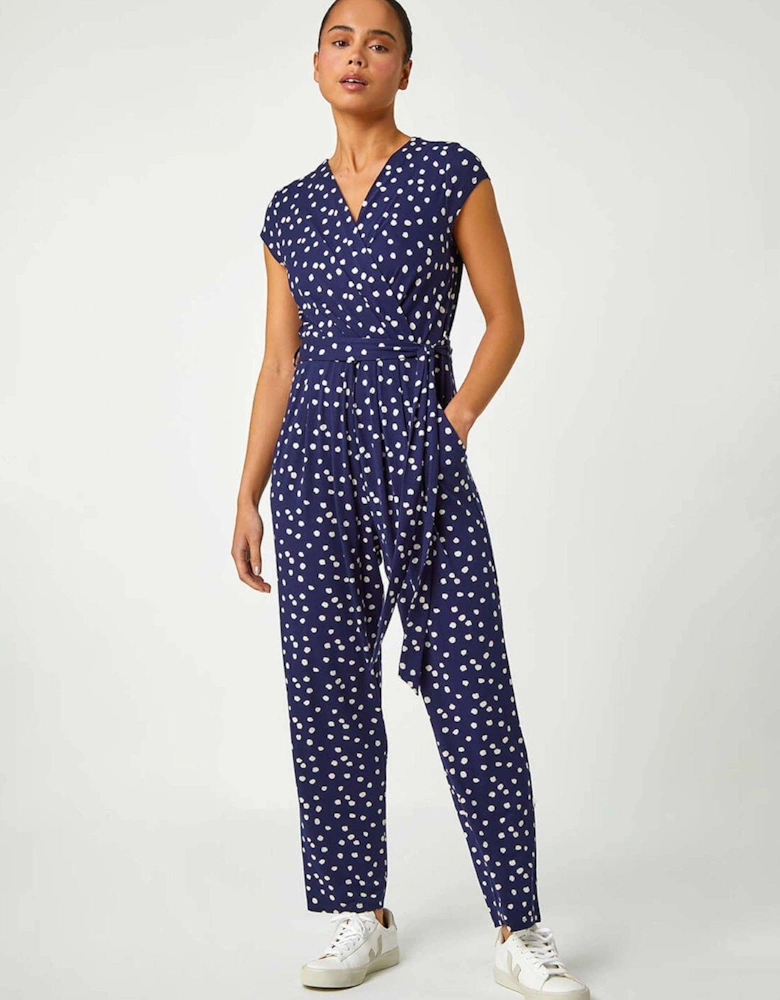 Petite Polka Dot Stretch Jumpsuit