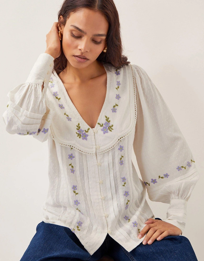 Matilda Embellished Blouse - Ivory