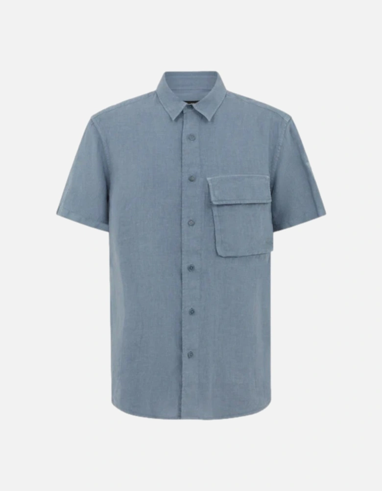 Scale SS Linen Shirt Blue Flint