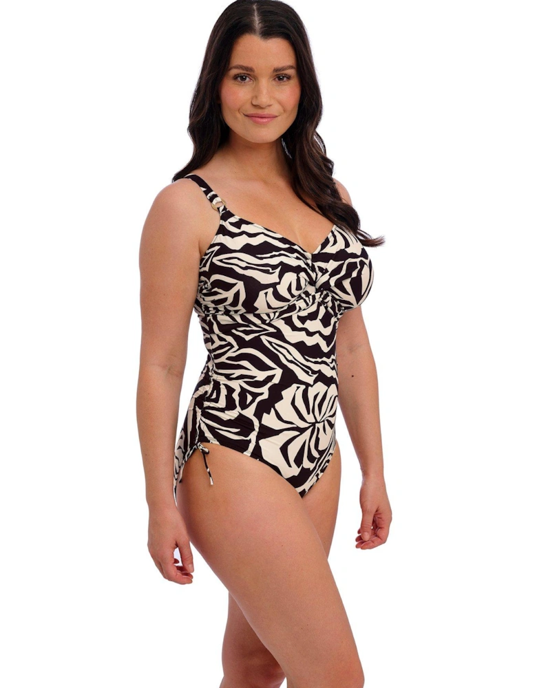 Aruba Nights Underwired Twist Front Swimsuit - Black/cream