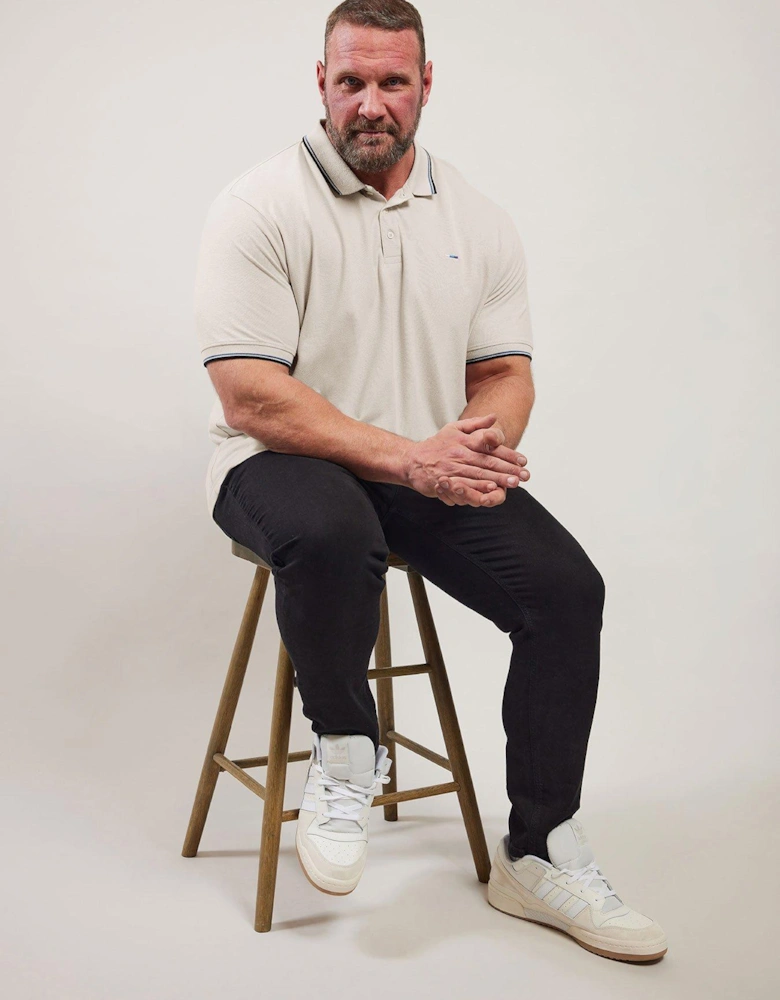Pique Tipped Polo Shirt - Natural