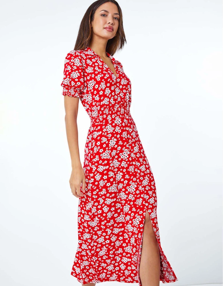 Ditsy Floral Print Fit & Flare Dress