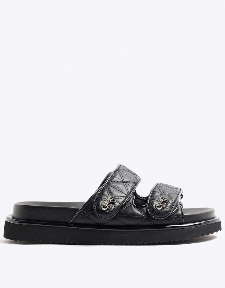 Quilted Chunky Sandal - Black