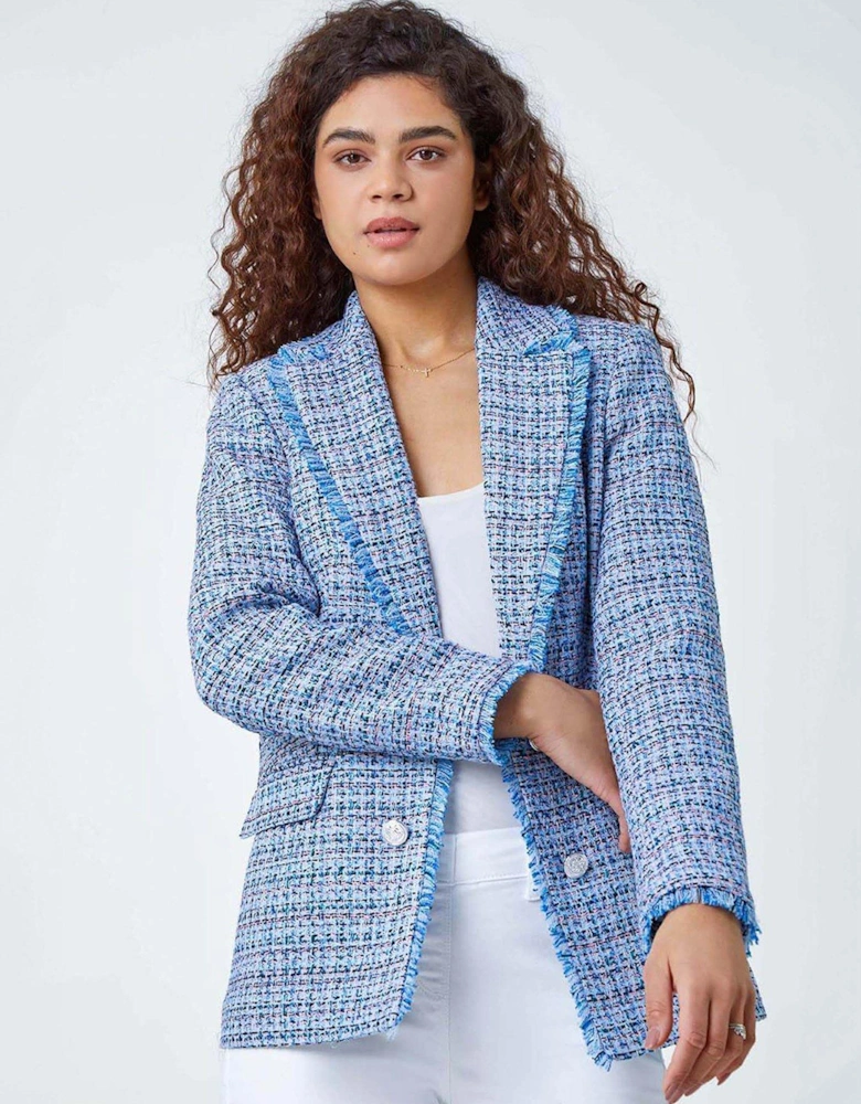 Frayed Edge Boucle Check Jacket