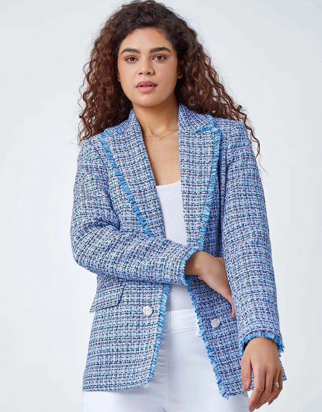 Frayed Edge Boucle Check Jacket, 2 of 1