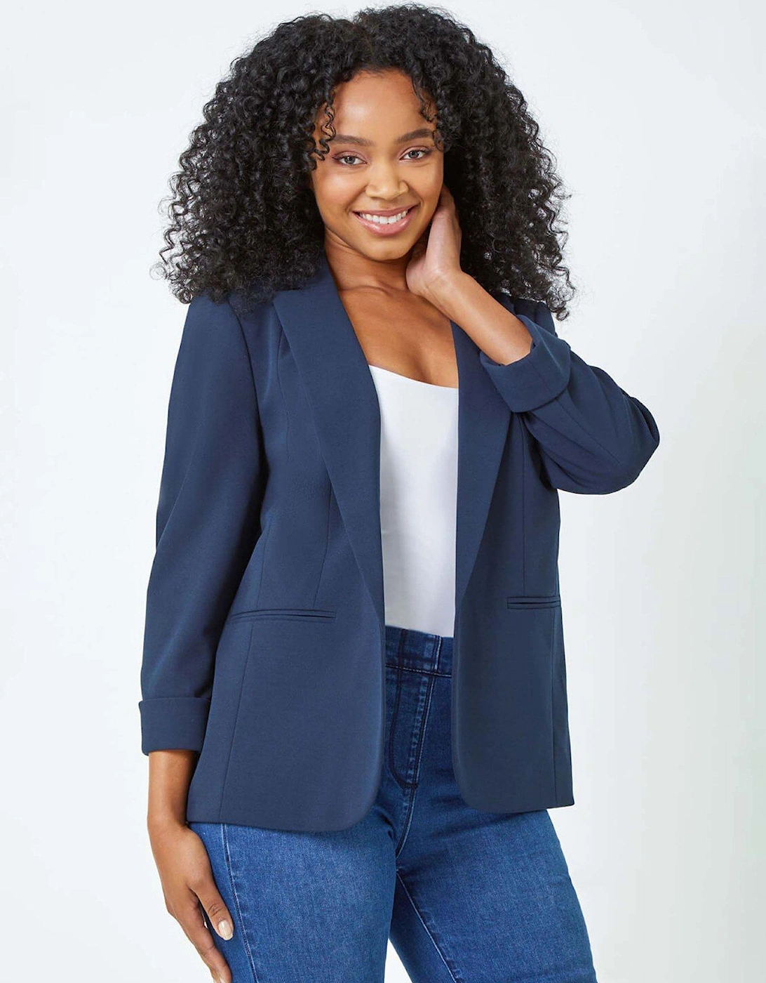 Petite 3/4 Sleeve Classic Stretch Blazer, 2 of 1