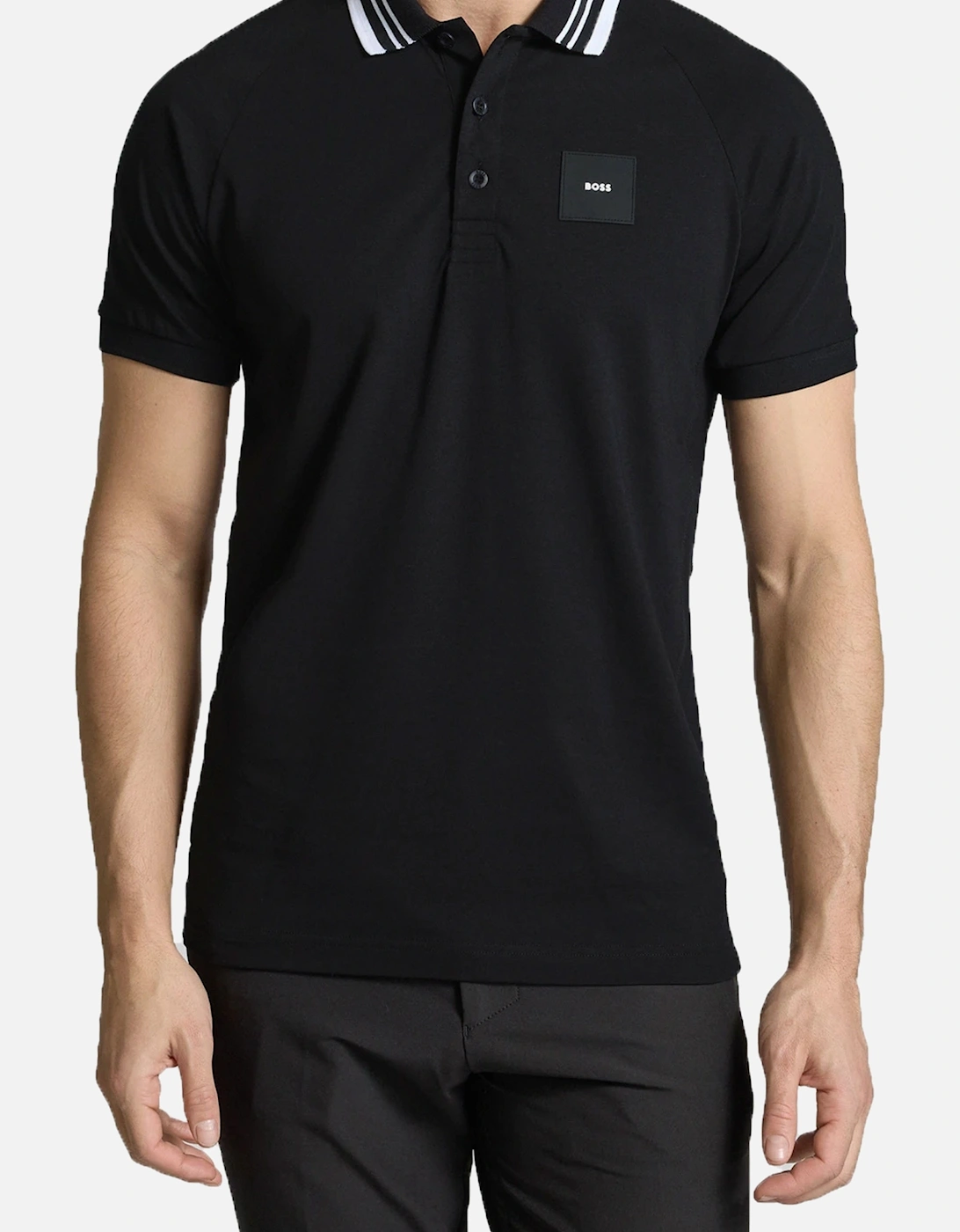 Boss Paddy Rib Polo Shirt Black