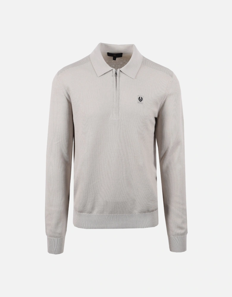 Drift Knitted Long Sleeve Polo Stone Beige