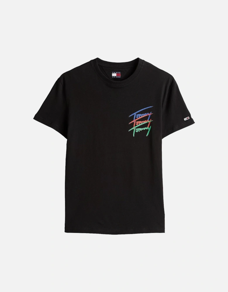 3 Colour Twisted Logo T-Shirt Black