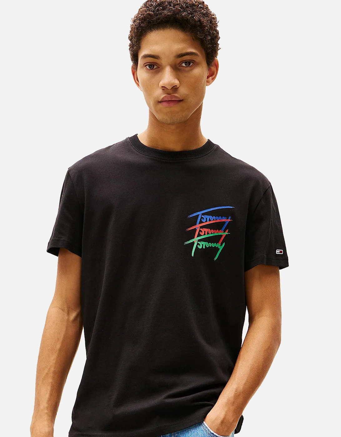 3 Colour Twisted Logo T-Shirt Black