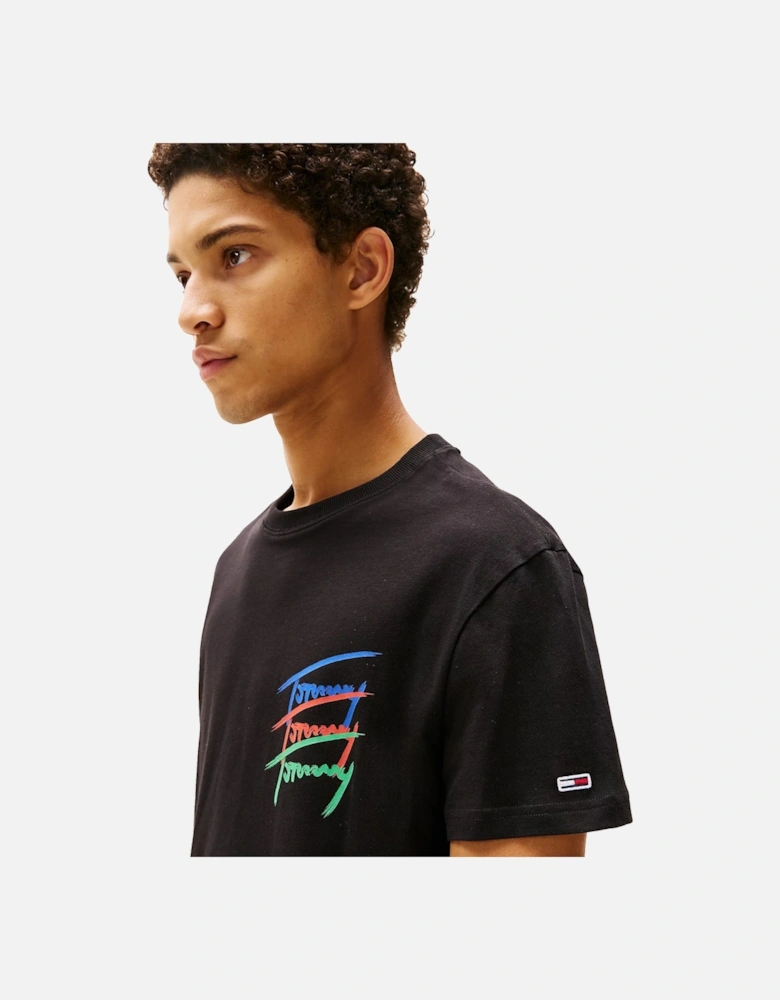 3 Colour Twisted Logo T-Shirt Black