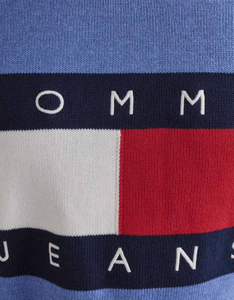 Knitted Flag Sweater Tempo Blue Melange