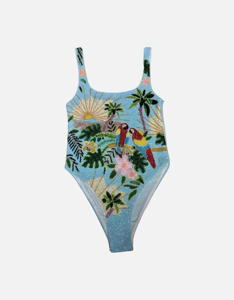 Pandora Luxe Hand Beaded Baby Blue Swimsuit