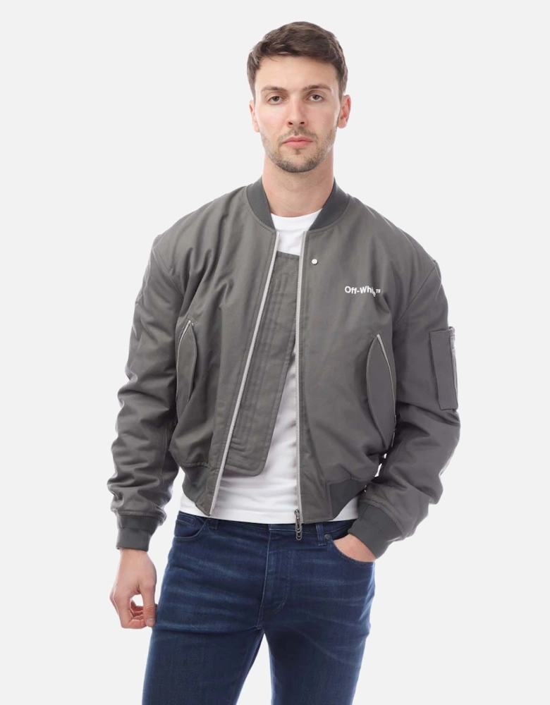 Diagonal Tab Bomber Jacket