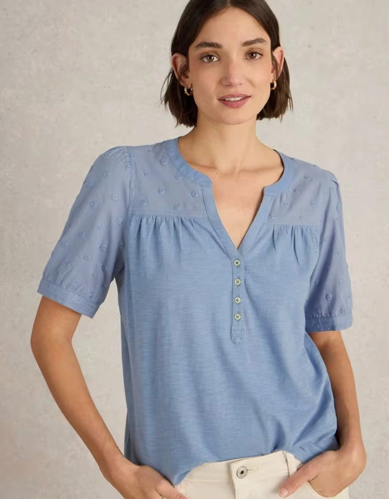 Women's Ellie Broderie Top Mid Blue