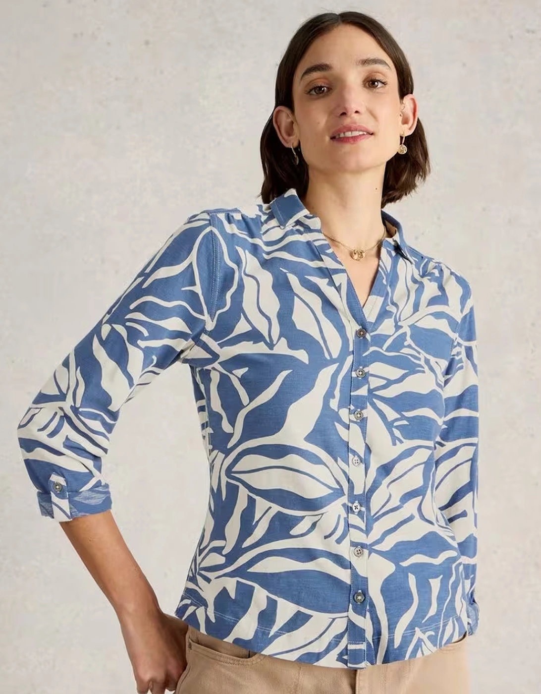 Women's White Stuff Women's Annie Jersey Shirt Navy Multi - Multi/Blue - Size: 10