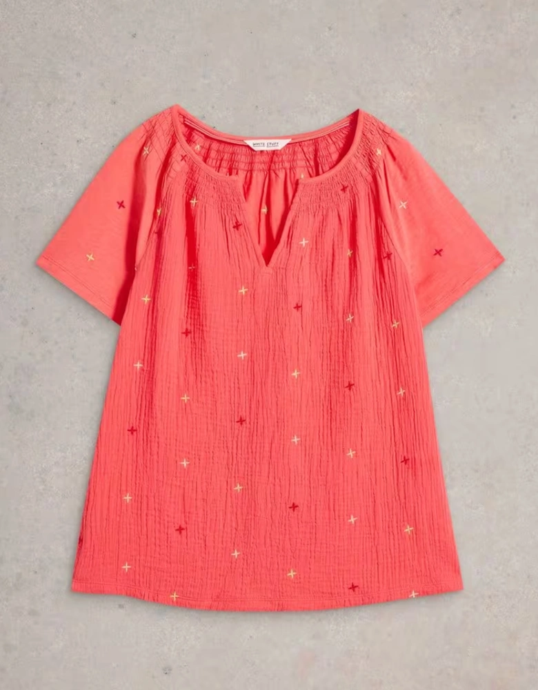 Women's Luella Embroidered Top Coral Multi