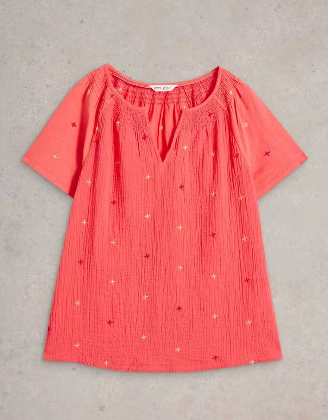 Women's Luella Embroidered Top Coral Multi, 3 of 2