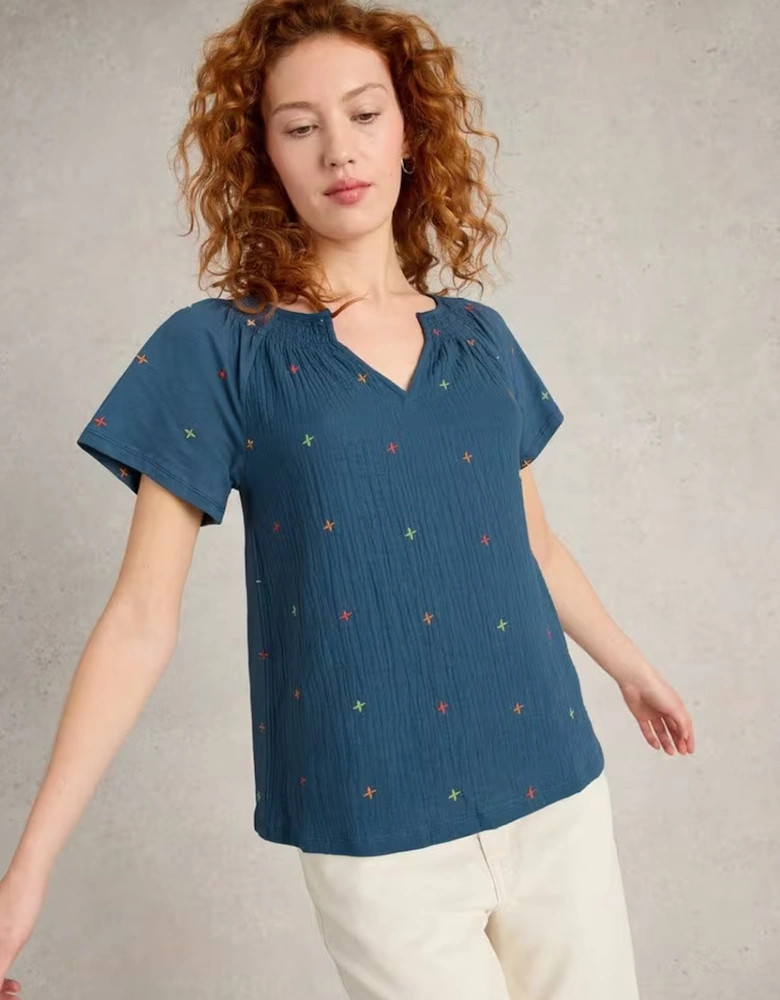 Women's Luella Embroidered Top Navy Multi