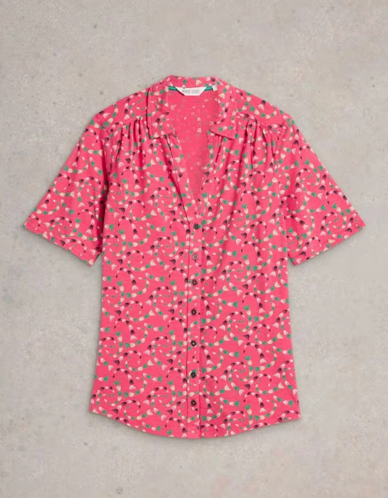 Women's Annie Short Sleeve Jersey Shirt Coral Print