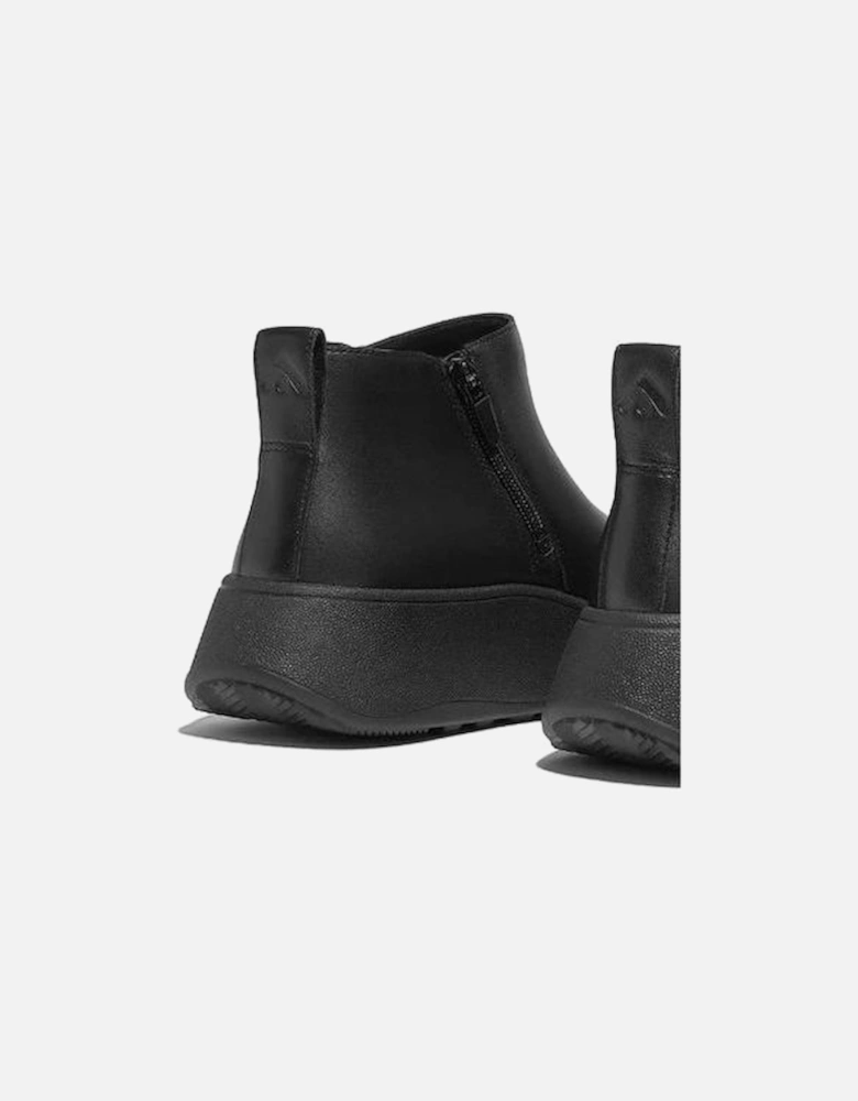 F-Mode Leather Flatform Zip Ankle Boot black GM2-090