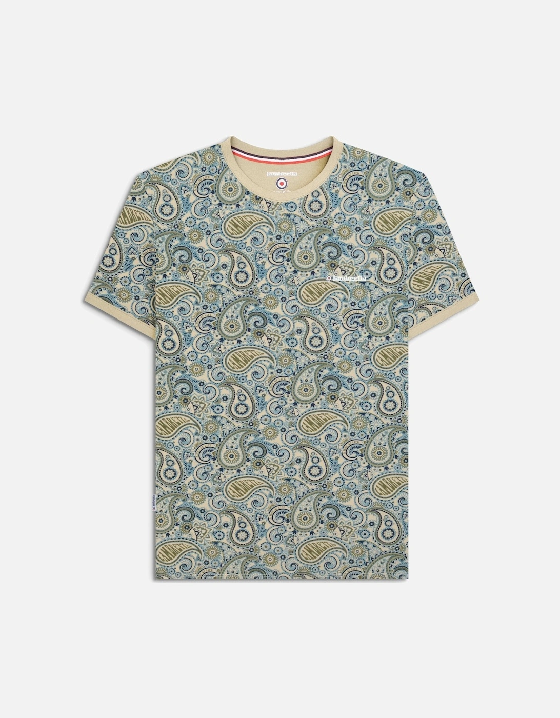 Mens Paisley Crew Neck Cotton T-Shirt, 2 of 1