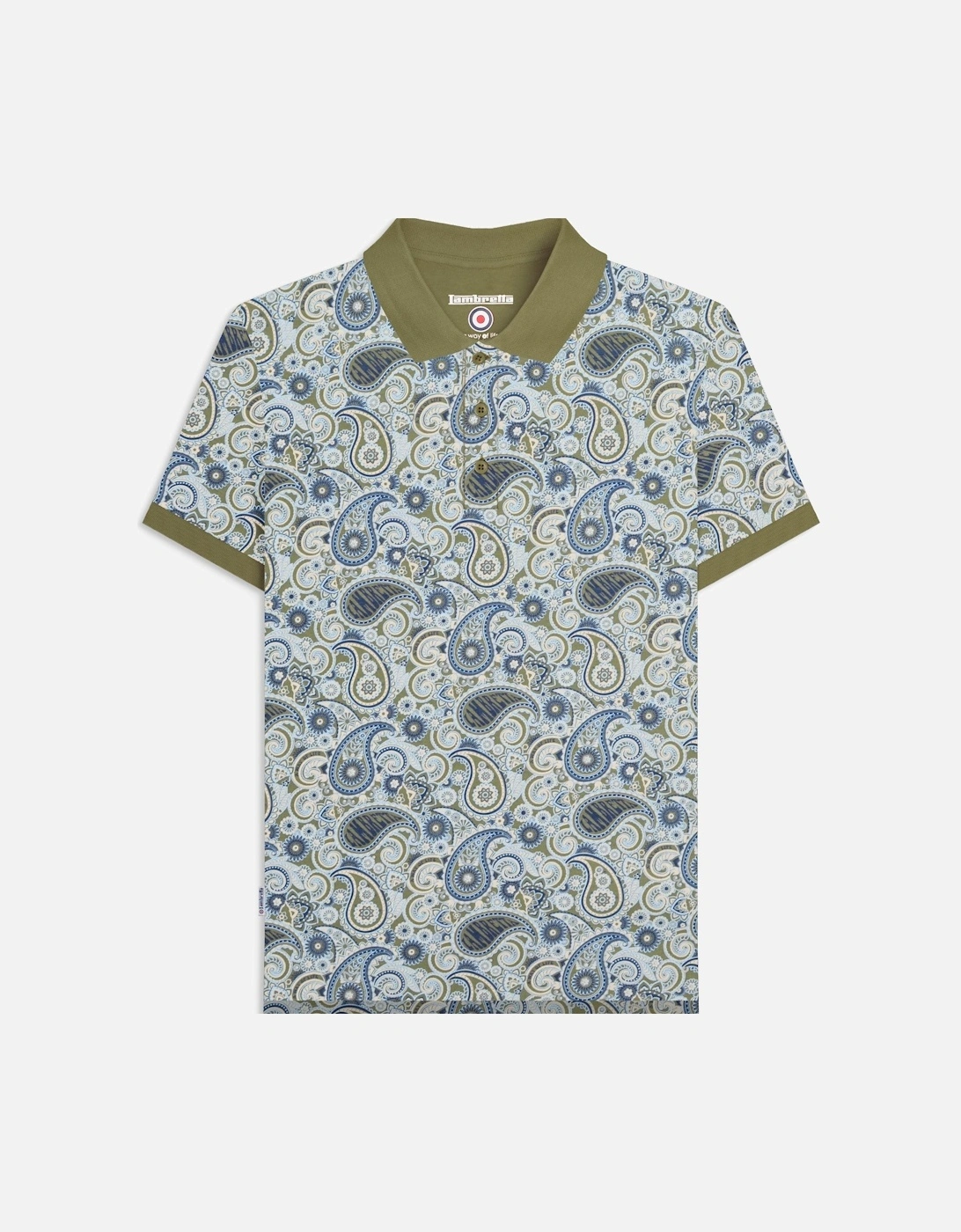 Mens Paisley Brand Three Button Retro Polo Shirt Top