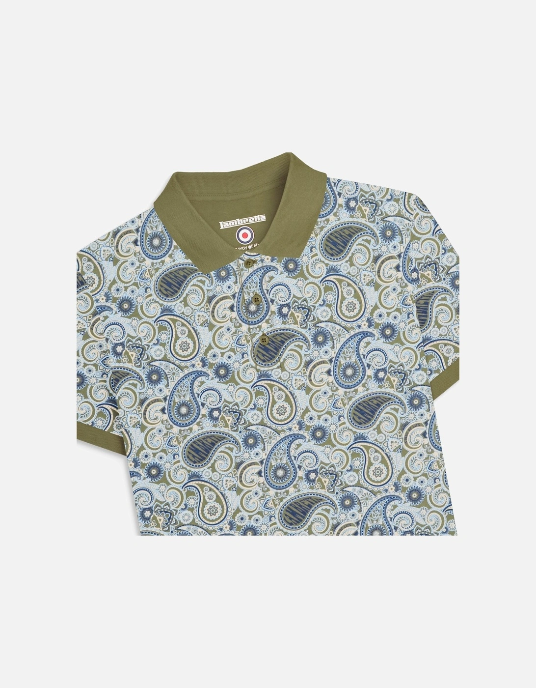 Mens Paisley Brand Three Button Retro Polo Shirt Top