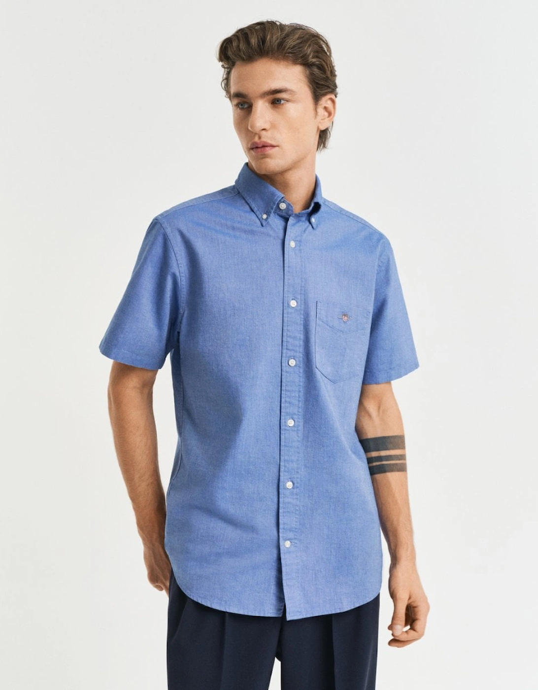 Mens Regular Fit Short Sleeve Oxford Shirt, 5 of 4