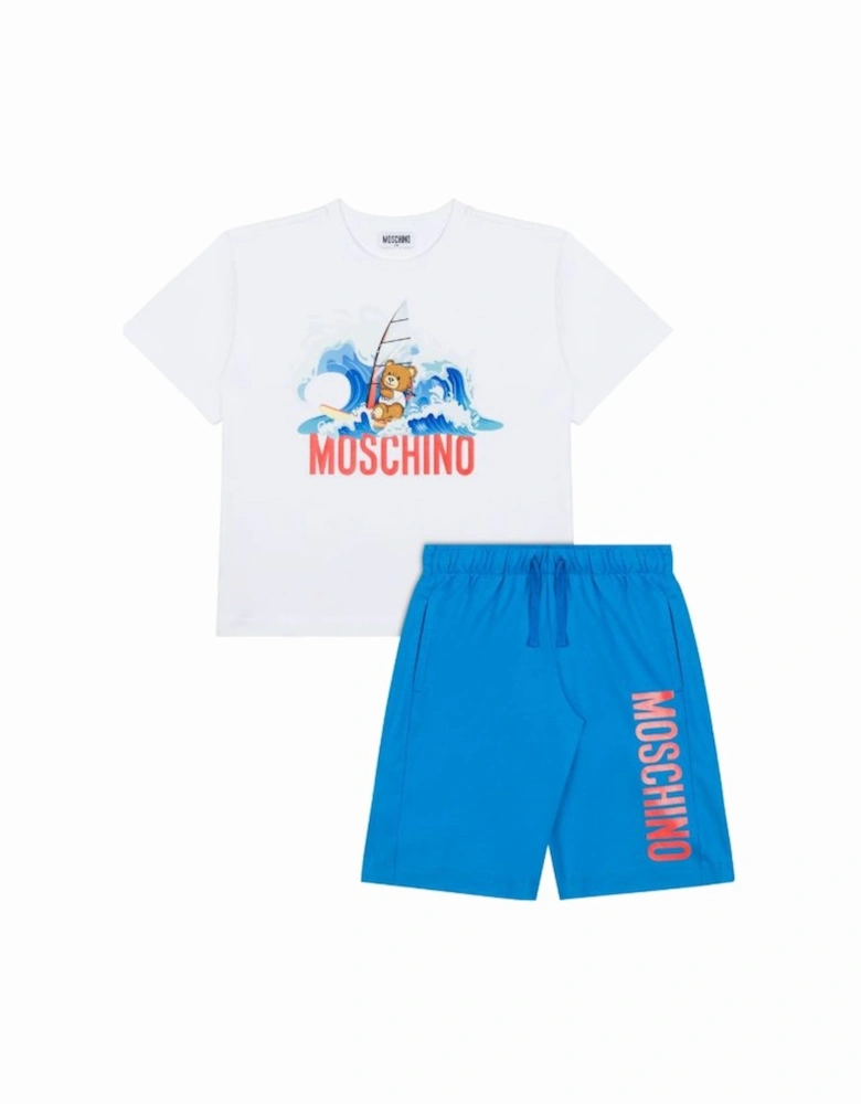 WHITE & BLUE SHORTS SET HUG00Q