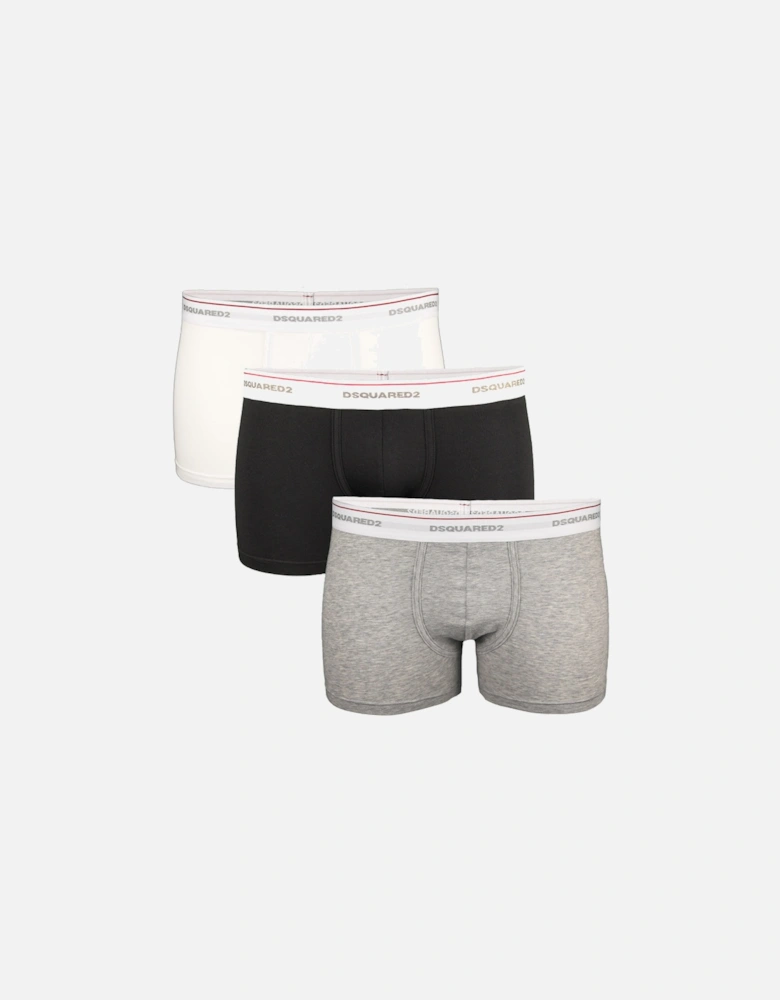 3-Pack Boxer Trunks, Black/Grey/White