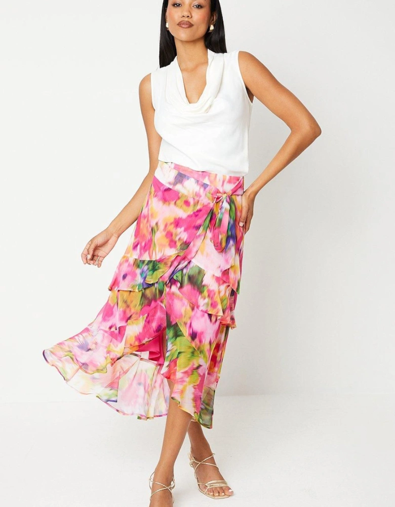 Printed Chiffon Wrap Skirt