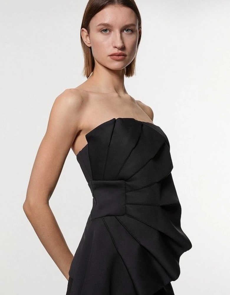 Scuba Drama Ruffle Strapless Woven Top