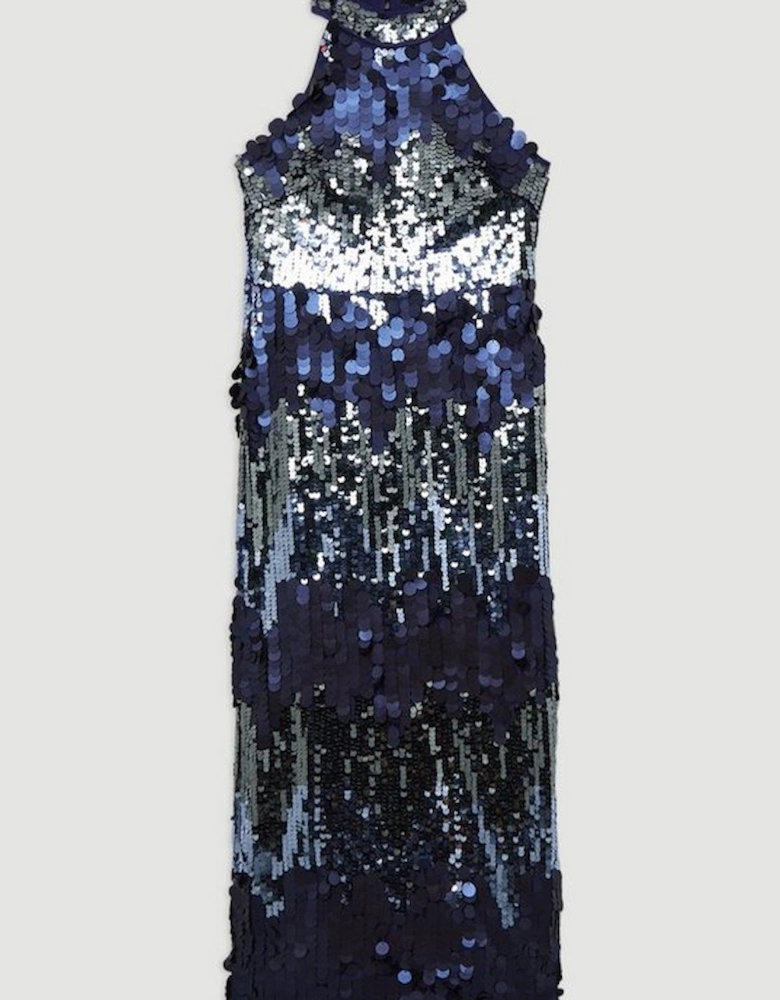 Petite Sequin Halter Maxi Dress