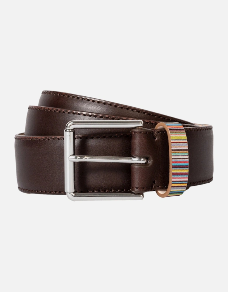 Stripe Keeper Belt 66 Brown