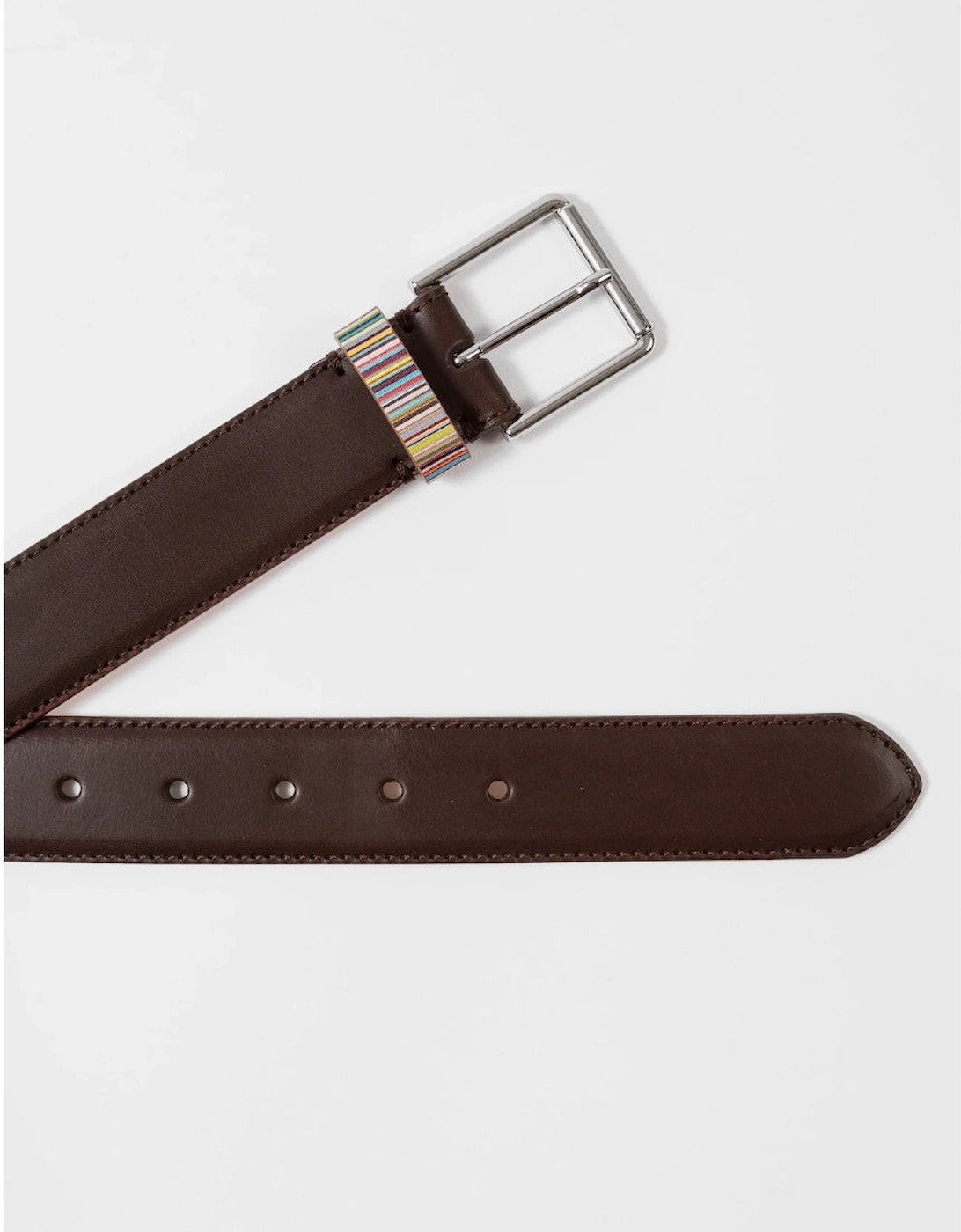 Stripe Keeper Belt 66 Brown