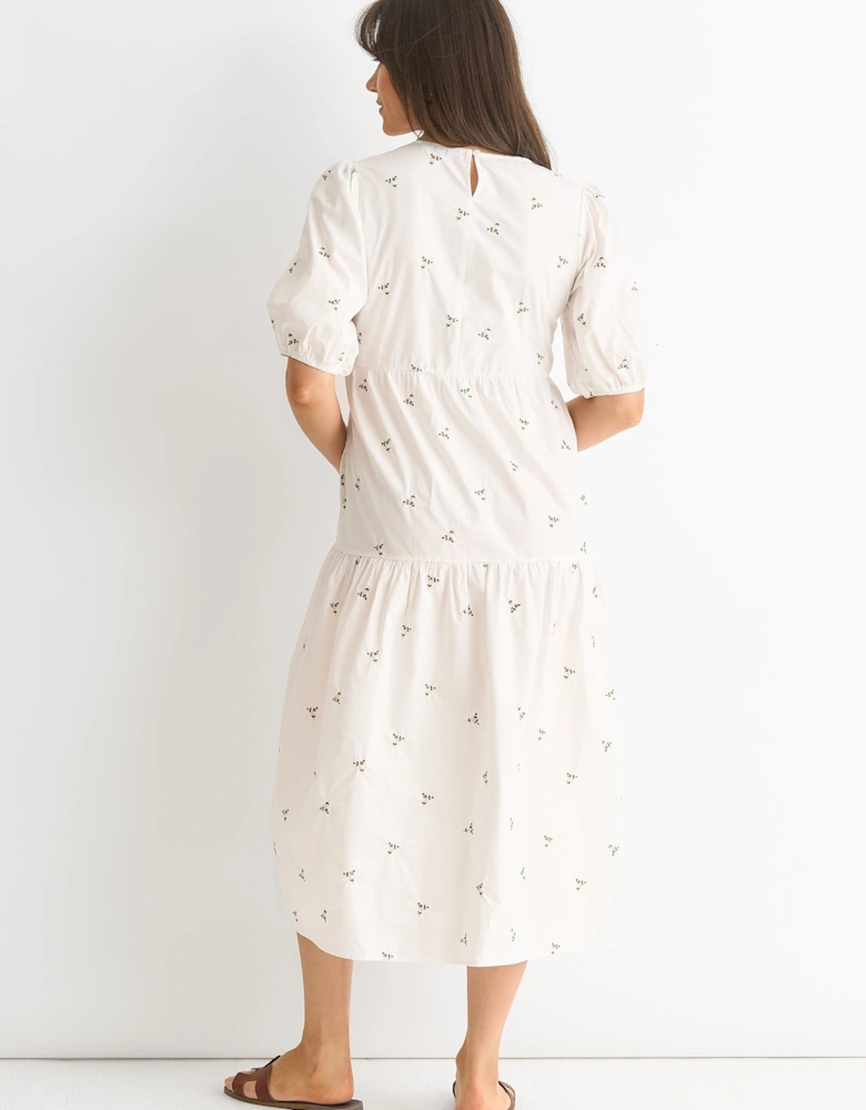 Broderie Cotton Smock Midi Dress