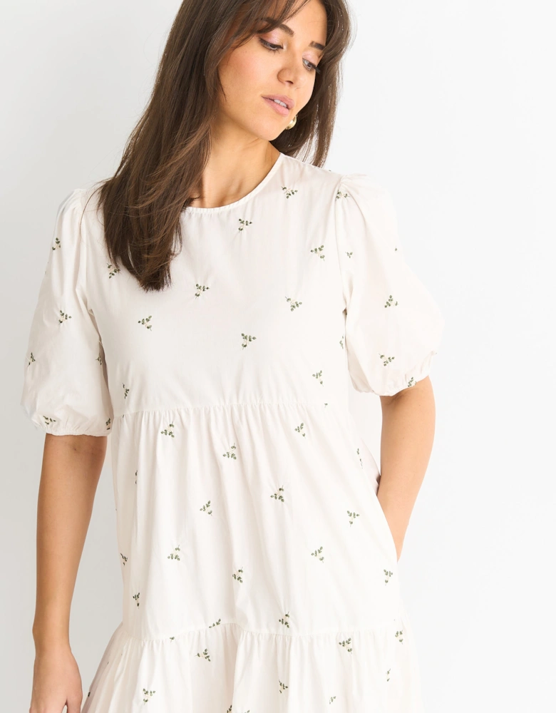 Broderie Cotton Smock Midi Dress